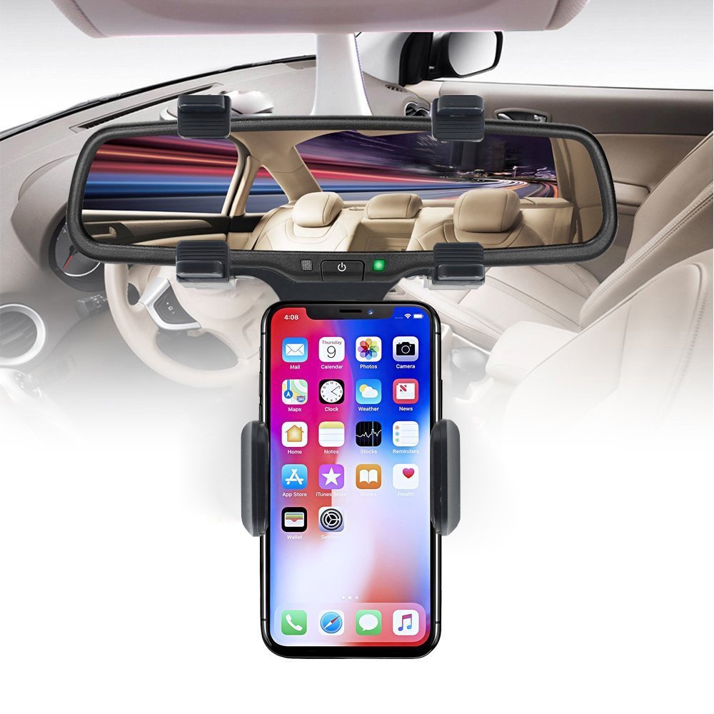 Car Rearview Mirror Mobile Phone Holder Driving Recorder Rear Mirror Car Multi-function Navigation Mobile Phone Support Seat