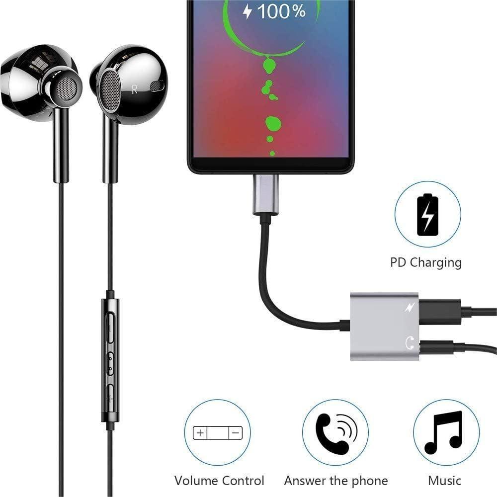 2-in-1 USB C To 3.5mm Headphones Adapter, PD Fast Charging, Hi-Res Sound