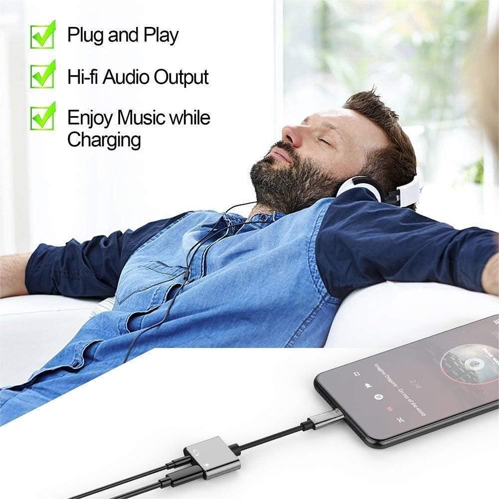 2-in-1 USB C To 3.5mm Headphones Adapter, PD Fast Charging, Hi-Res Sound