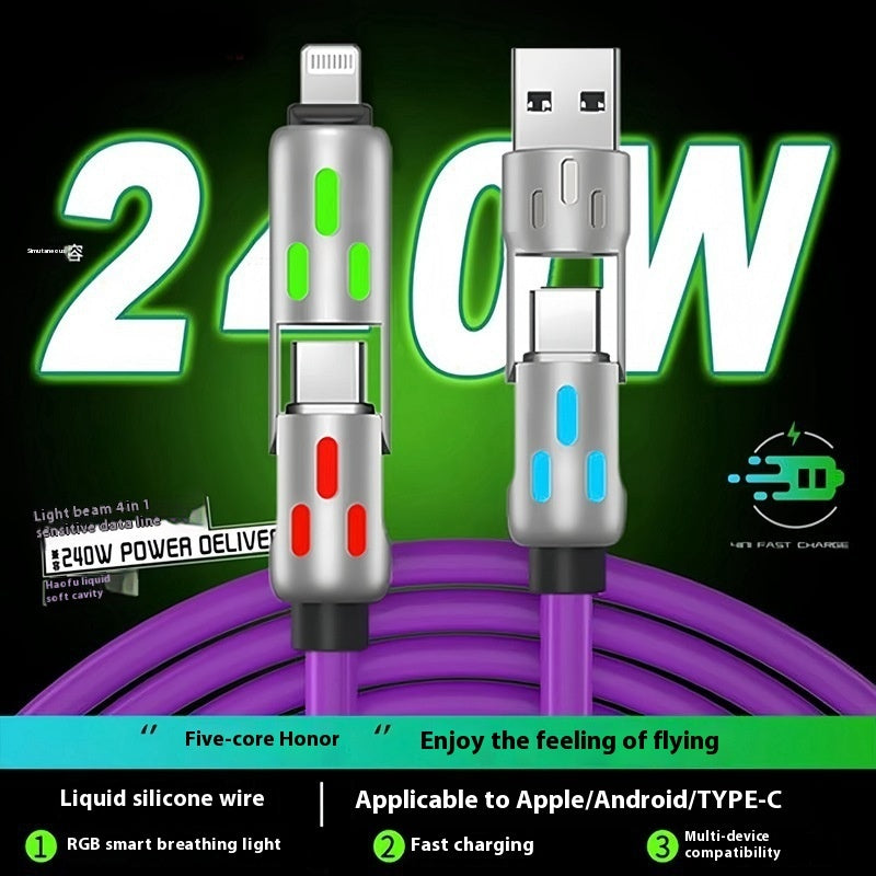 Car Multifunction 240W Four-in-one Data Cable