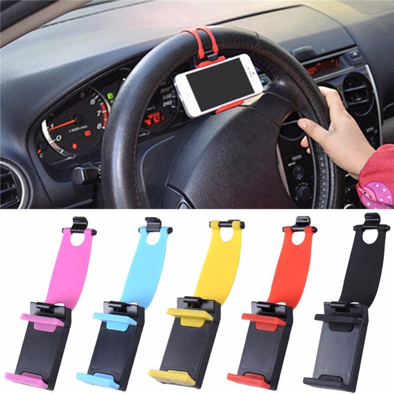 Car Steering Wheel Phone Clip Mount Holder Universal Bike Auto Camera GPS Stand Bracket For Phone