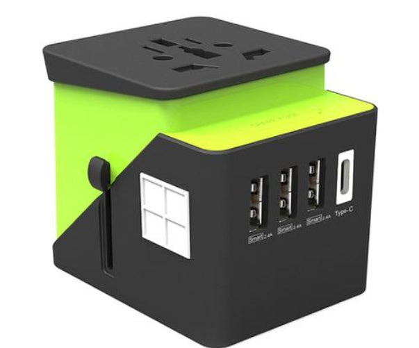 3 USB  1 Typc C International Power Adapter For Europe, UK, China, Australia, Japan And More 200 Countries