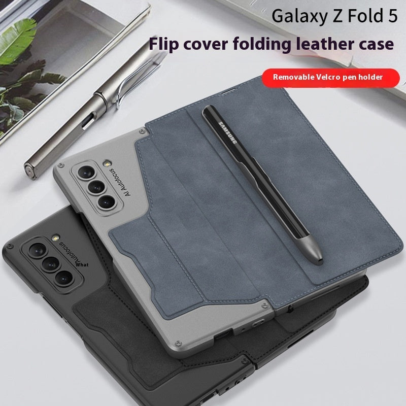 Applicable ZFold5 Phone Case Foldable Screen Armor Flip Leather Case