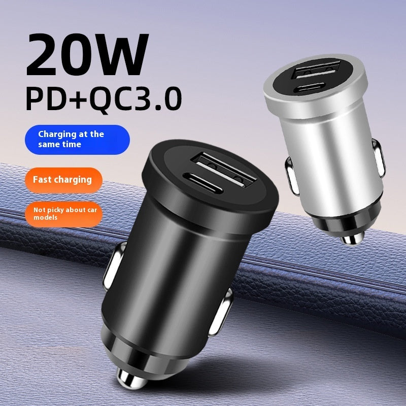 Car Phone Charger Fast Charge PD Car Charger Mini Metal Car Cigarette Lighter